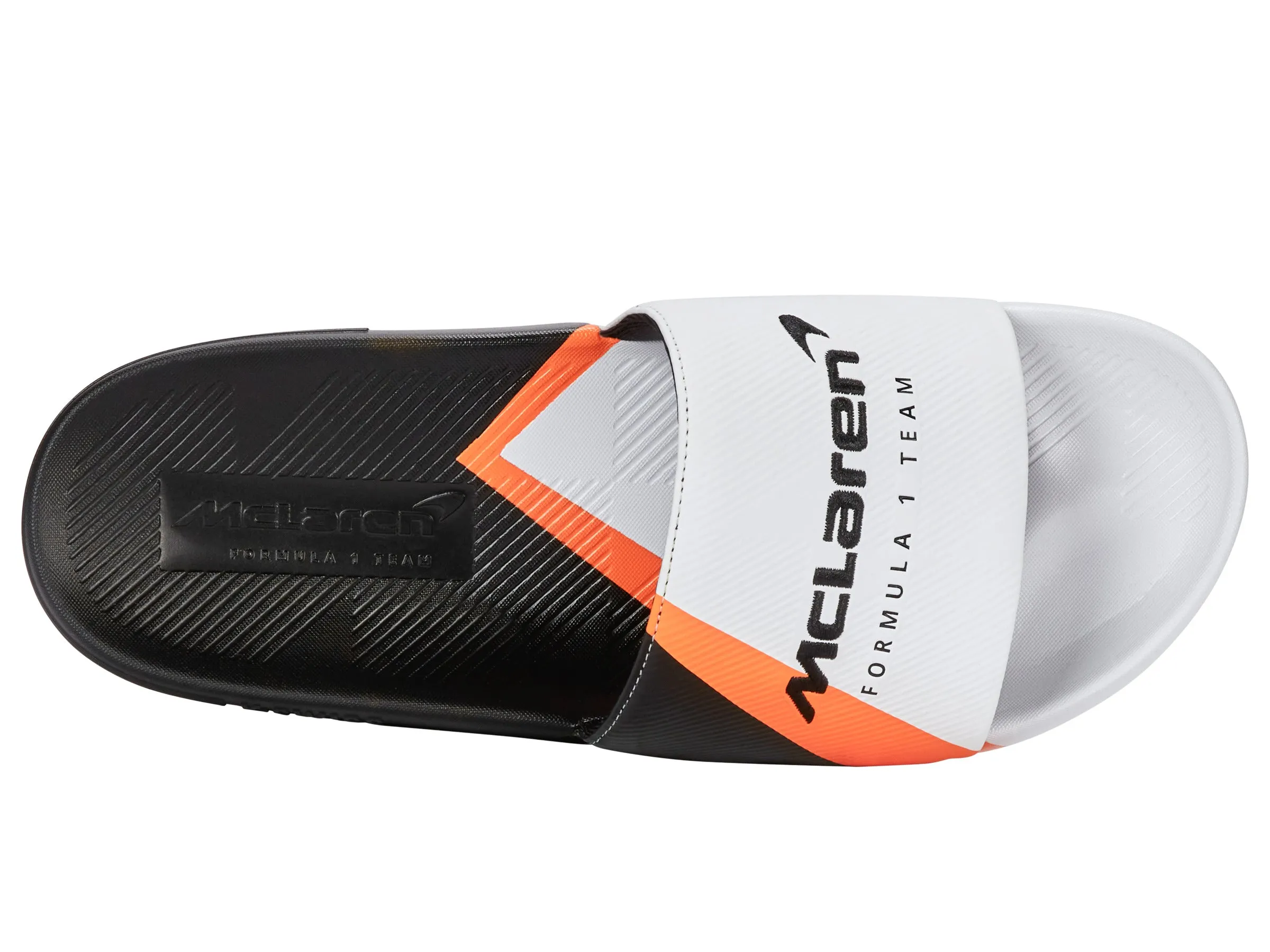 04422-196-M | SLIDE SANDAL X MCLAREN F1 TEAM | WHITE/BLACK/PAPAYA
