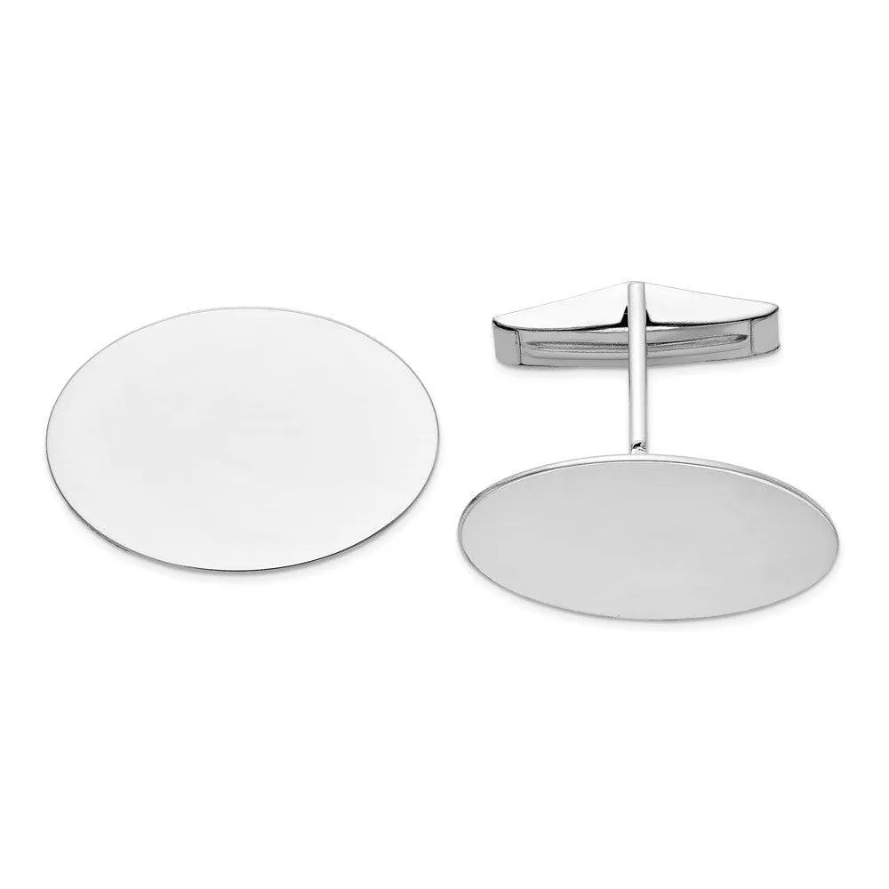 14K WG Oval Cuff Links