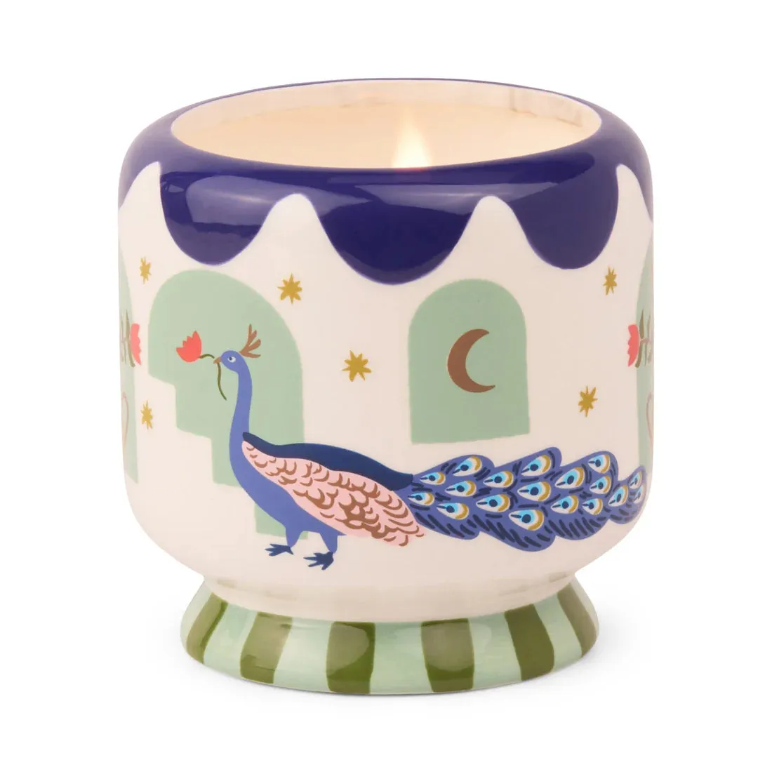 A Dopo 8 oz Handpainted Peacock Ceramic - Misted Lime