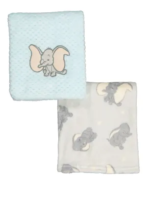 Baby Dumbo Elephant Graphic Plush Blankets 2 Pack