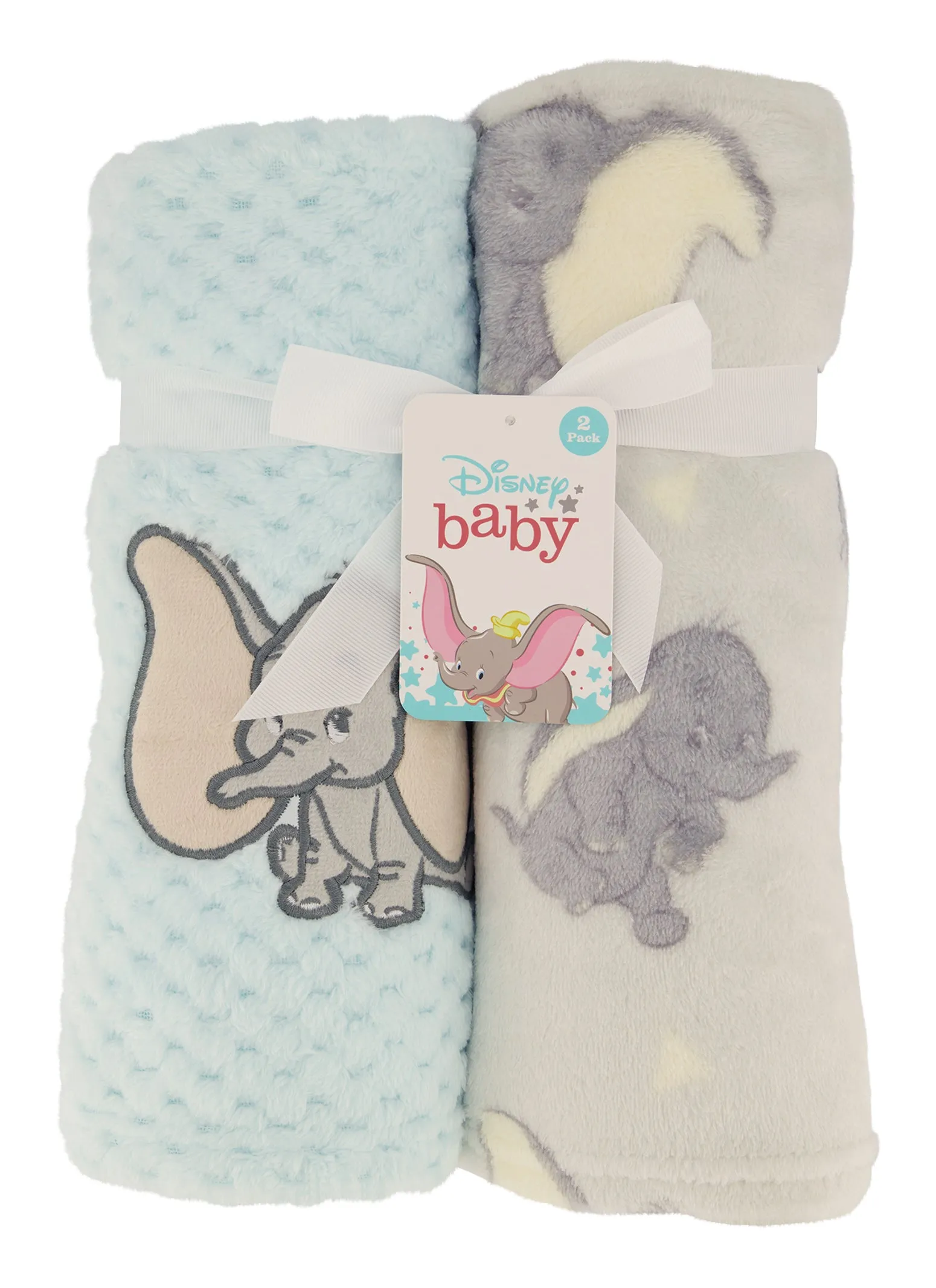 Baby Dumbo Elephant Graphic Plush Blankets 2 Pack