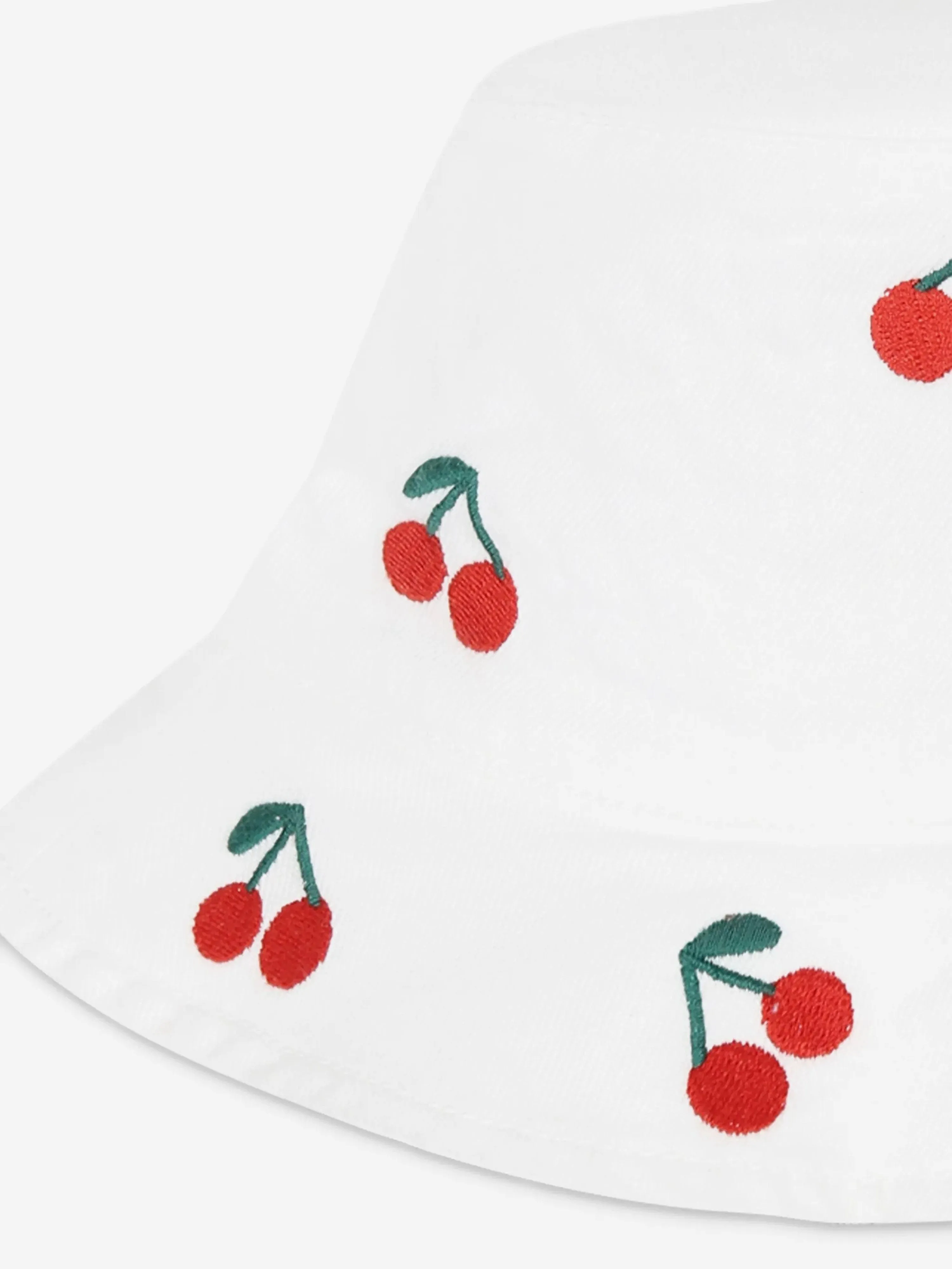Baby Girls Embroidered Cherries Bucket Hat in White