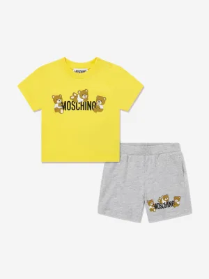 Baby Teddy Bear Logo Short Set in Yellow