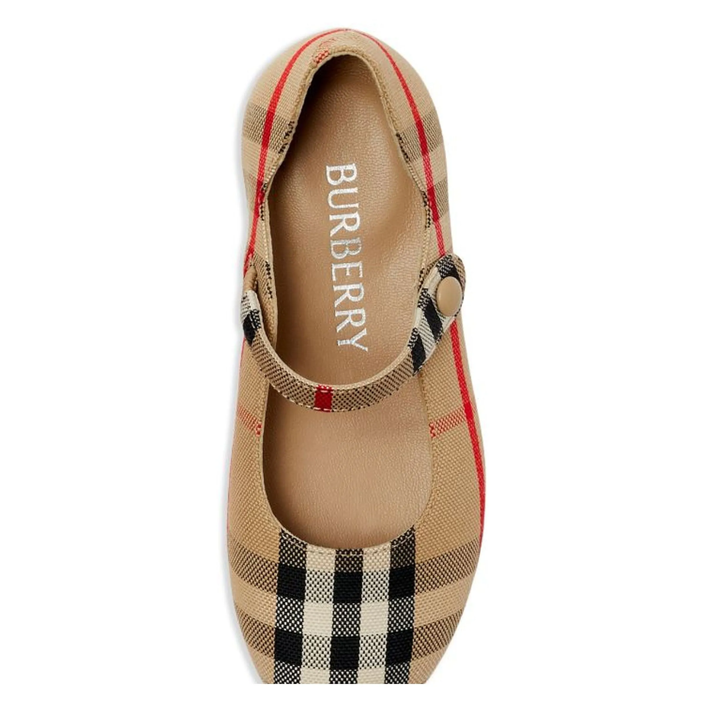 Beige Ckecked Ballet Flats