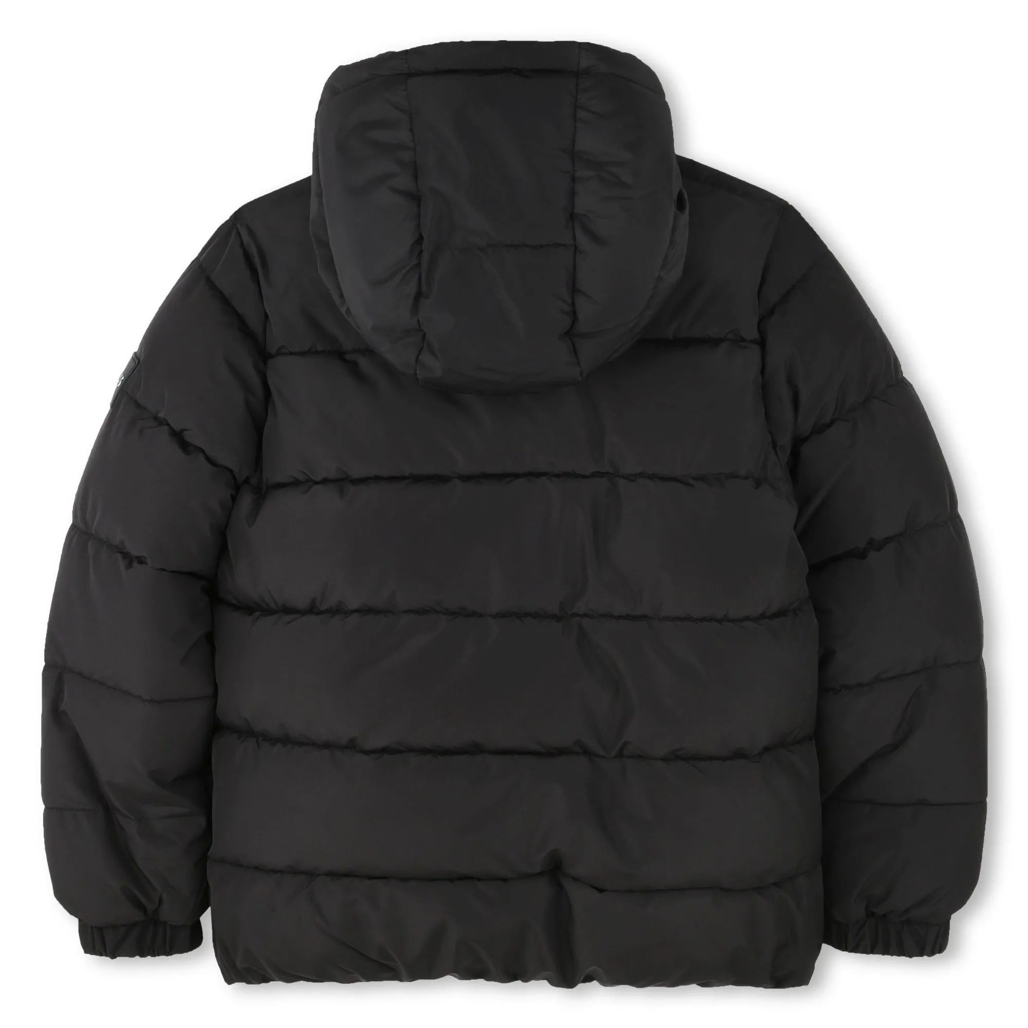 Black Hooded Logo Puffer Jacket