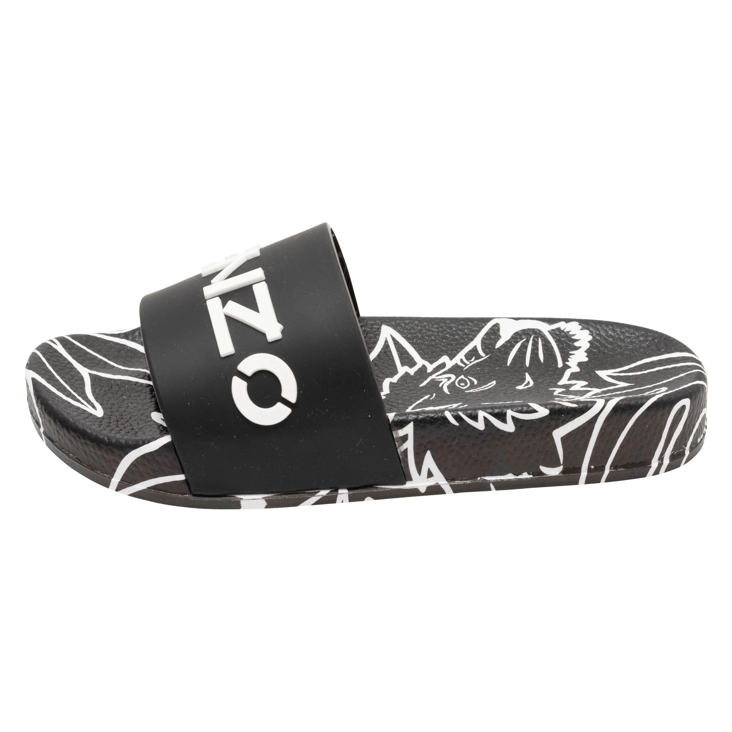 Black Tiger Print Logo Slides
