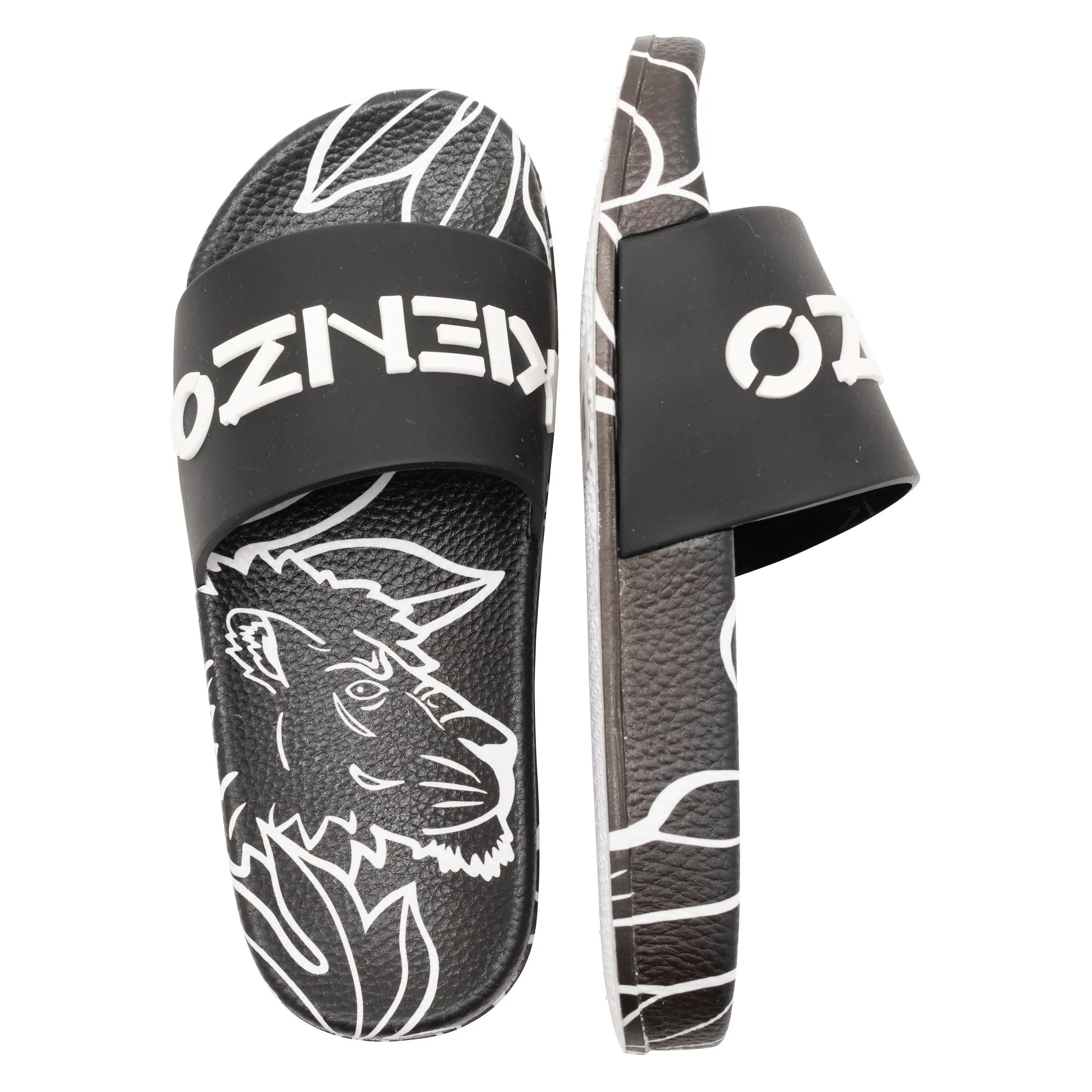 Black Tiger Print Logo Slides