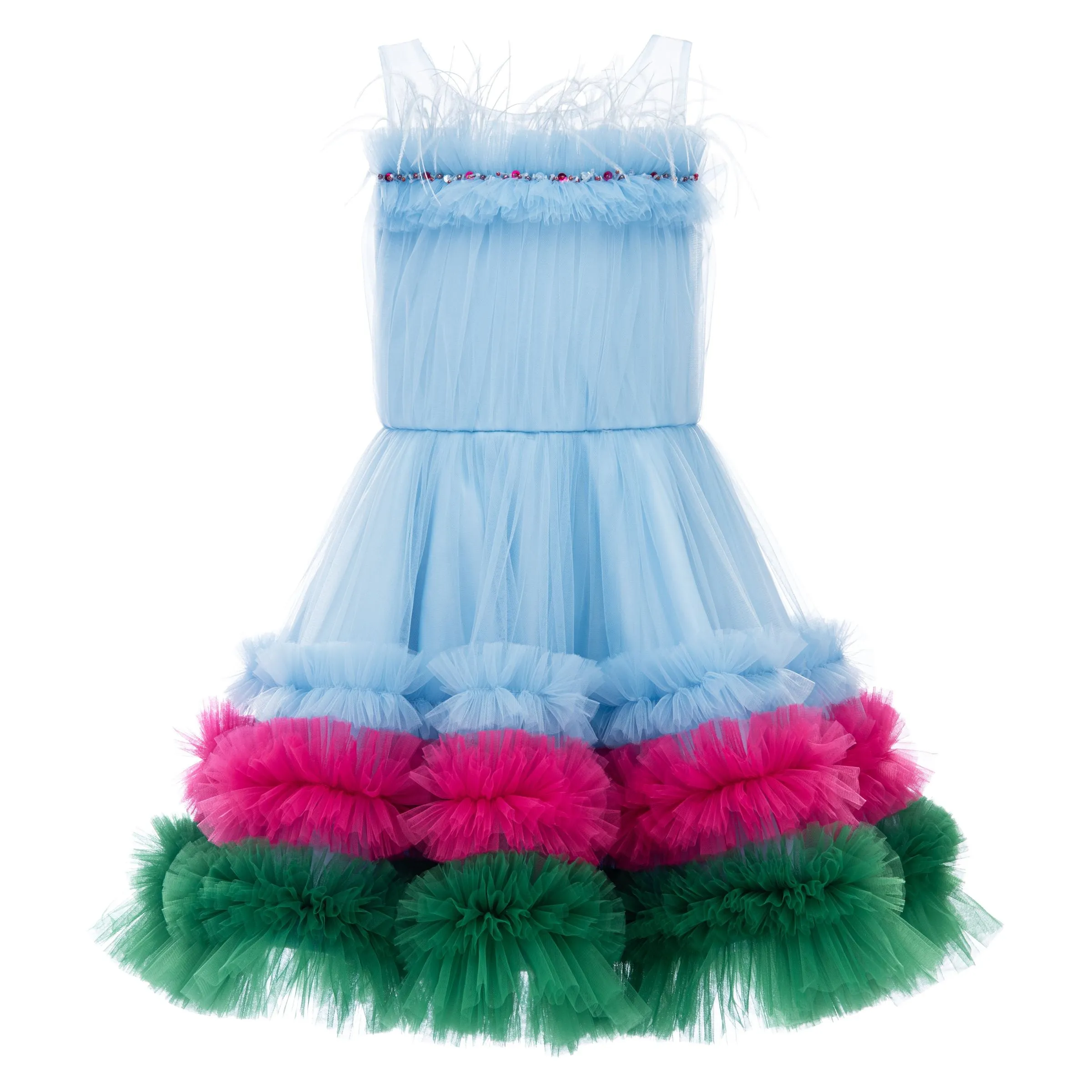 Blue Granada Ruffle Tulle Dress