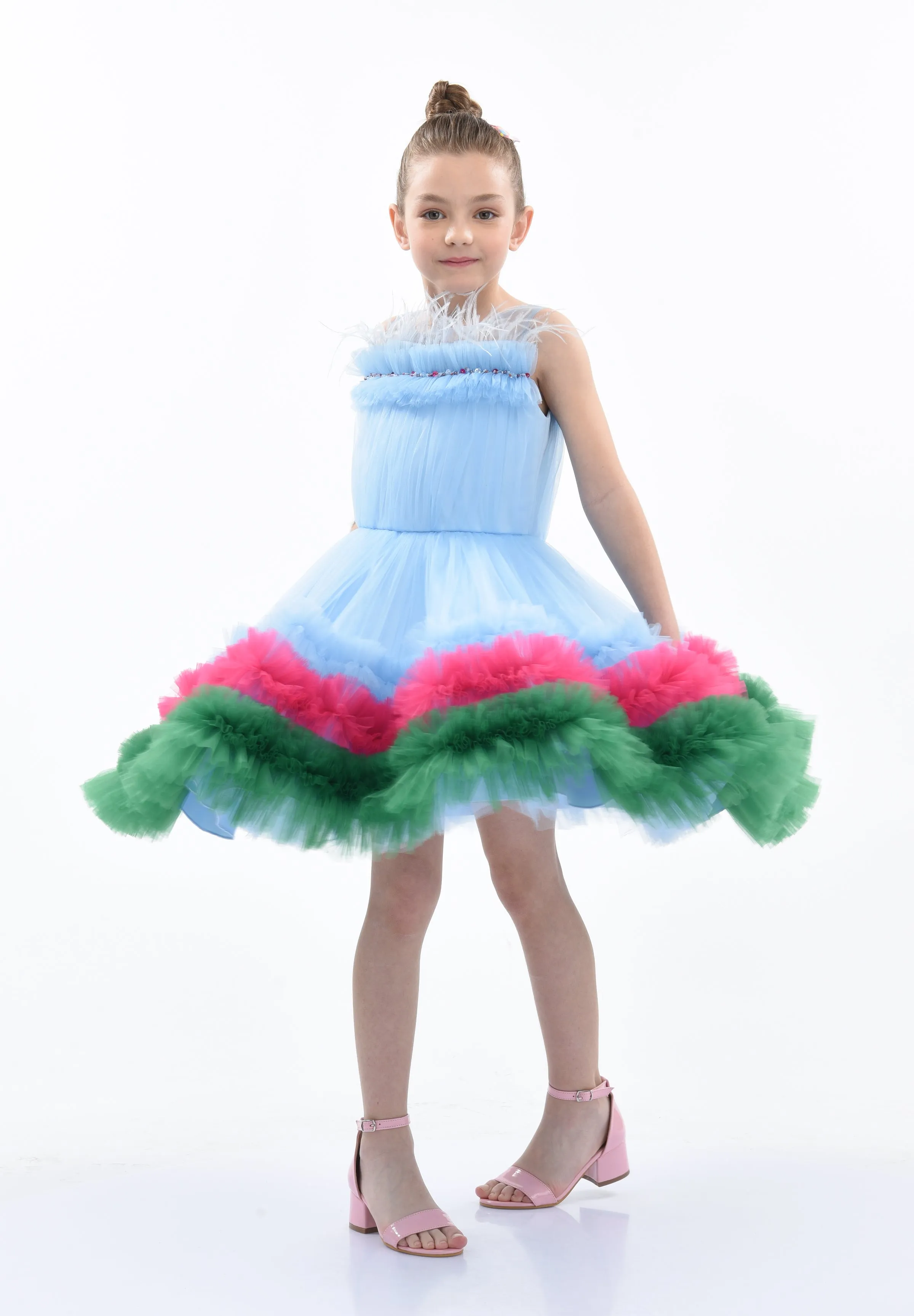 Blue Granada Ruffle Tulle Dress