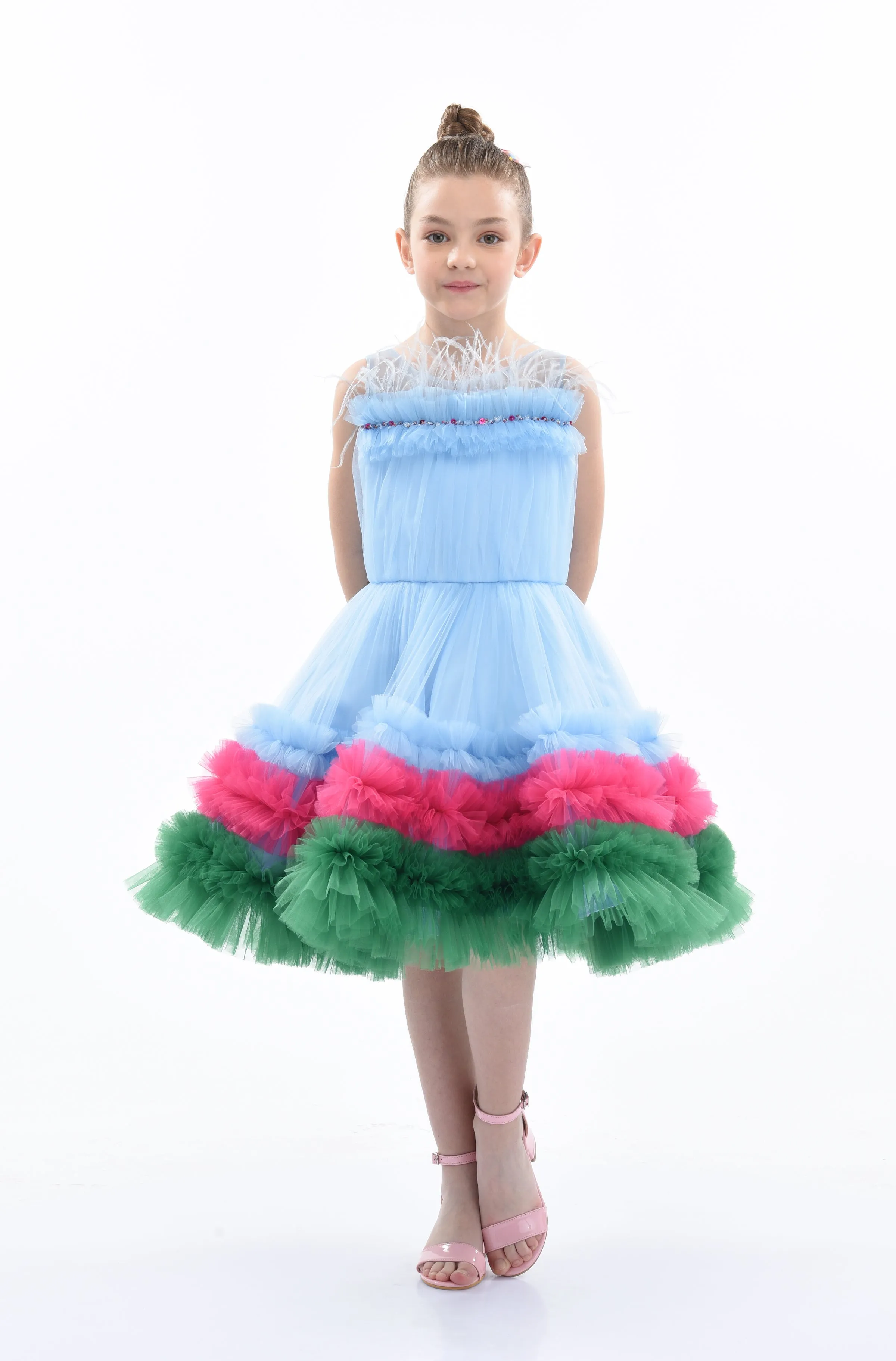 Blue Granada Ruffle Tulle Dress