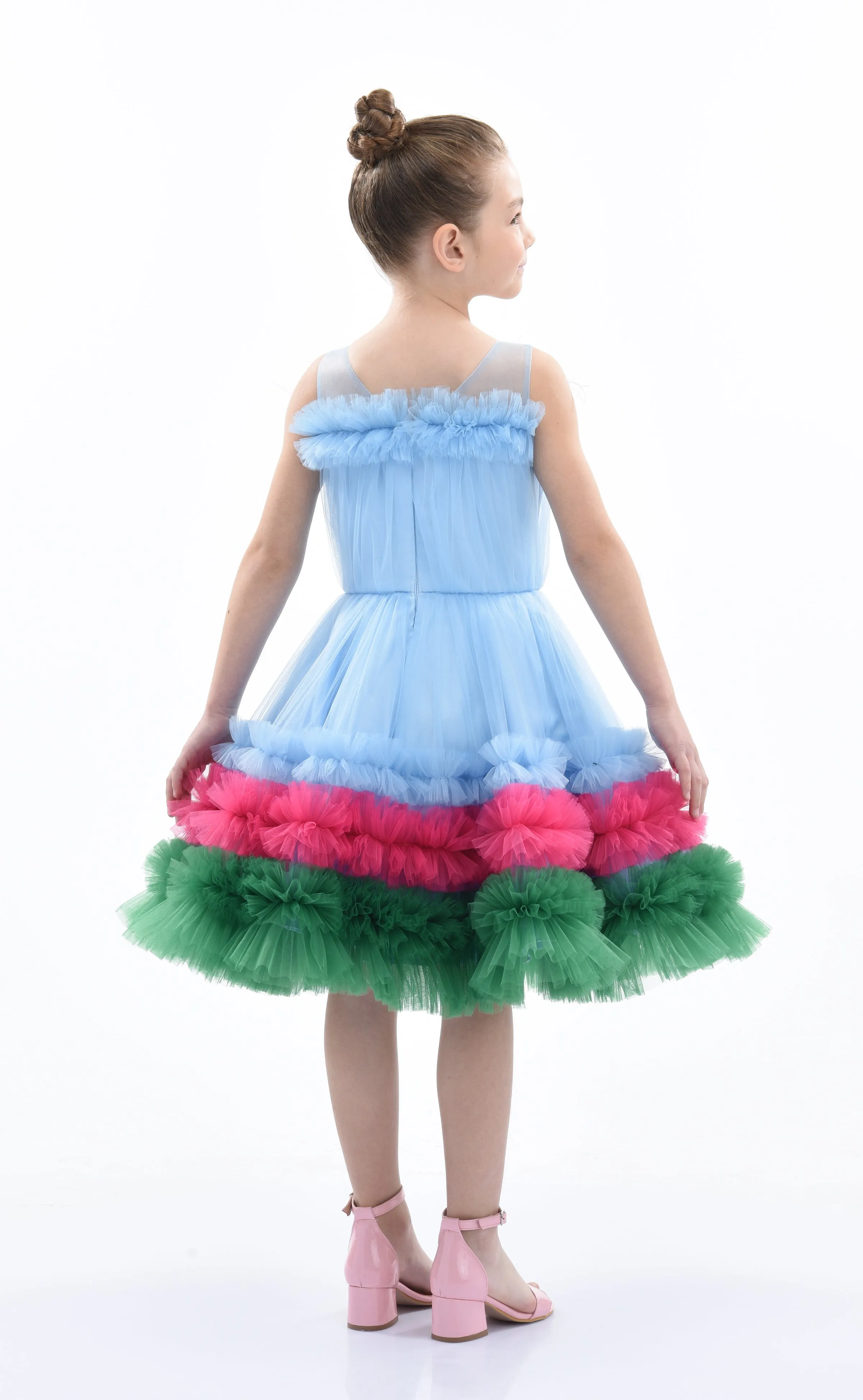Blue Granada Ruffle Tulle Dress