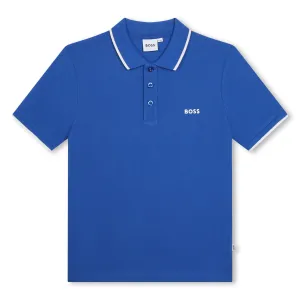 Blue Short Sleeve Logo Polo