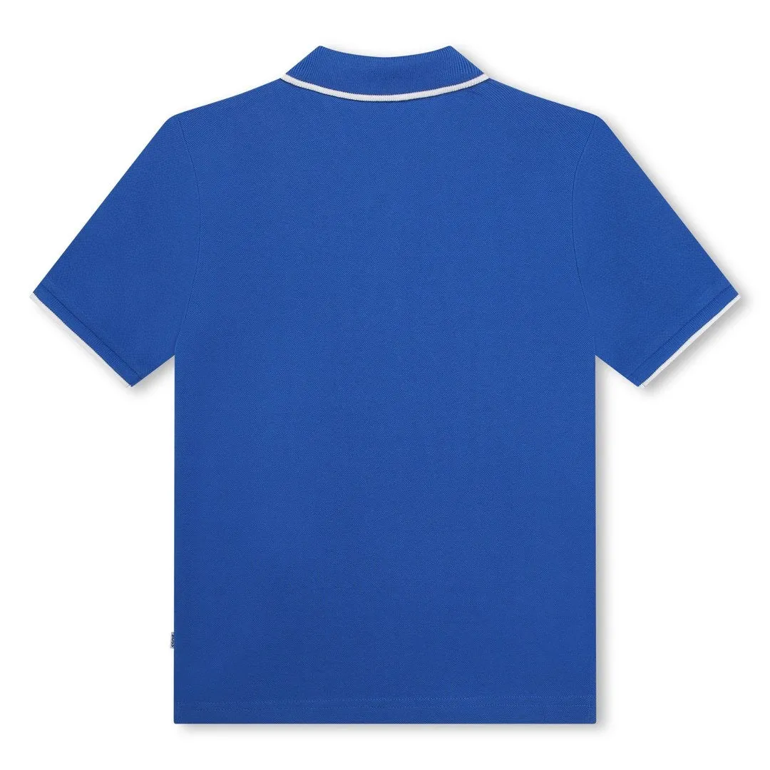 Blue Short Sleeve Logo Polo