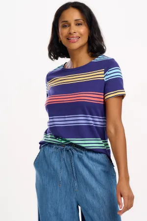 Cara Jersey Top - Navy. Malibu Stripe