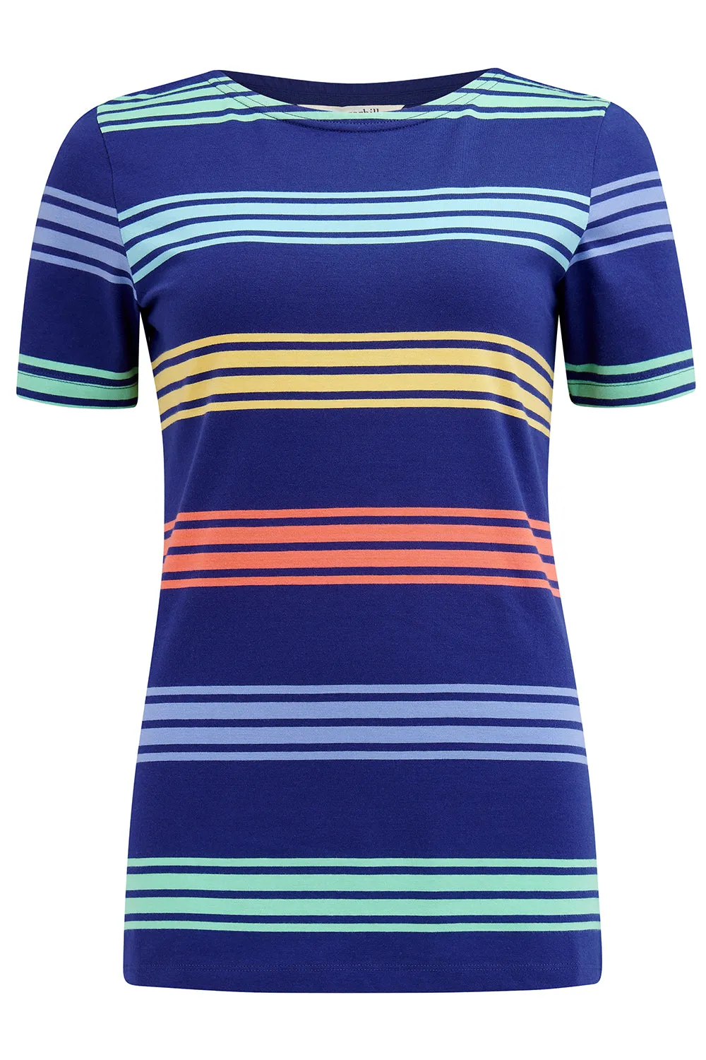Cara Jersey Top - Navy. Malibu Stripe