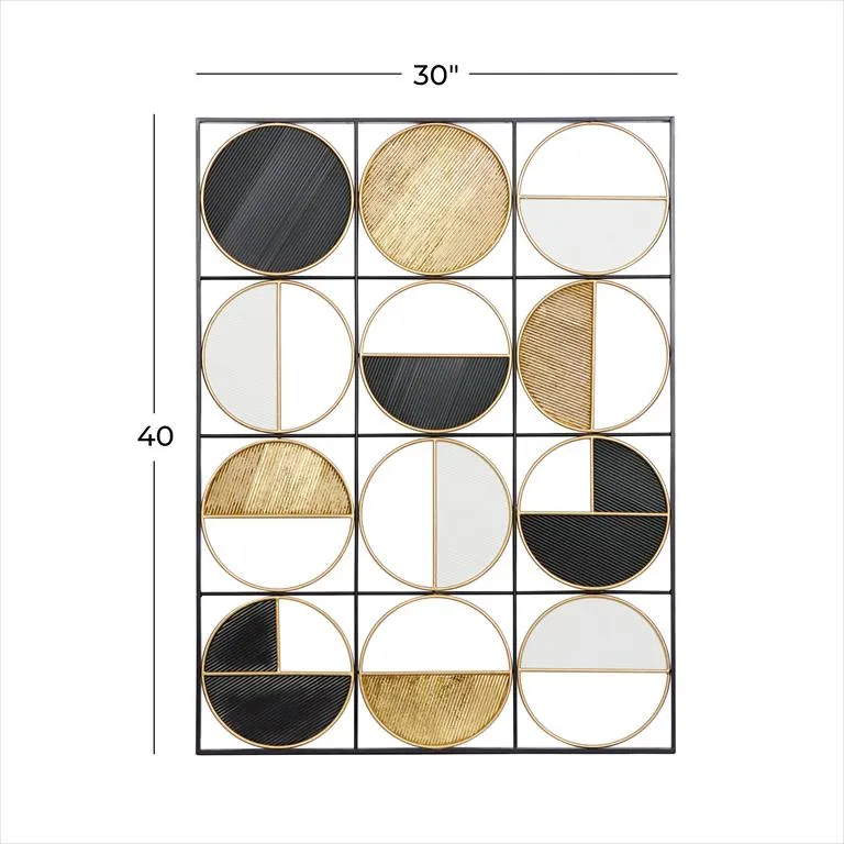 COSMOLIVING BY COSMOPOLITAN BLACK METAL GEOMETRIC HALF MOON WALL DECOR WITH GOLD DETAILING