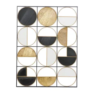 COSMOLIVING BY COSMOPOLITAN BLACK METAL GEOMETRIC HALF MOON WALL DECOR WITH GOLD DETAILING