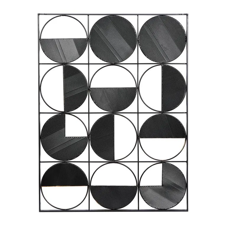 COSMOLIVING BY COSMOPOLITAN BLACK METAL GEOMETRIC HALF MOON WALL DECOR WITH GOLD DETAILING