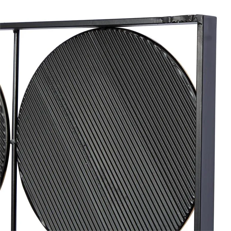 COSMOLIVING BY COSMOPOLITAN BLACK METAL GEOMETRIC HALF MOON WALL DECOR WITH GOLD DETAILING