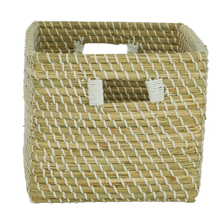 COSMOLIVING BY COSMOPOLITAN BROWN SEAGRASS HANDMADE STORAGE BASKET WITH HANDLES