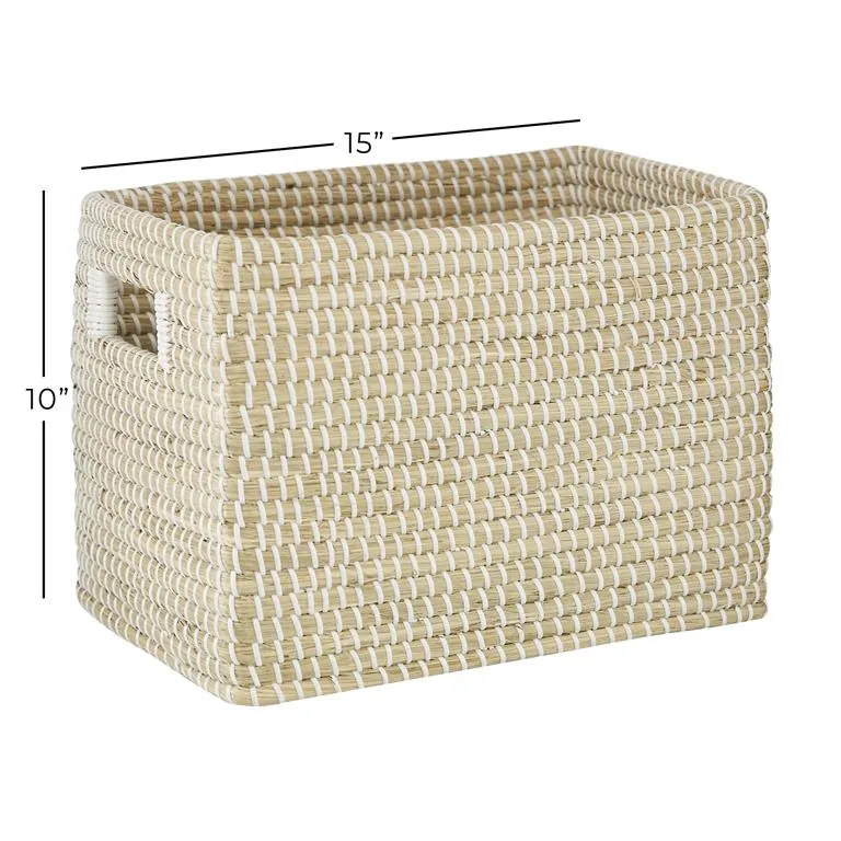 COSMOLIVING BY COSMOPOLITAN BROWN SEAGRASS HANDMADE STORAGE BASKET WITH HANDLES