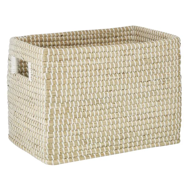COSMOLIVING BY COSMOPOLITAN BROWN SEAGRASS HANDMADE STORAGE BASKET WITH HANDLES