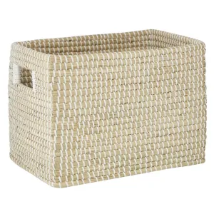 COSMOLIVING BY COSMOPOLITAN BROWN SEAGRASS HANDMADE STORAGE BASKET WITH HANDLES