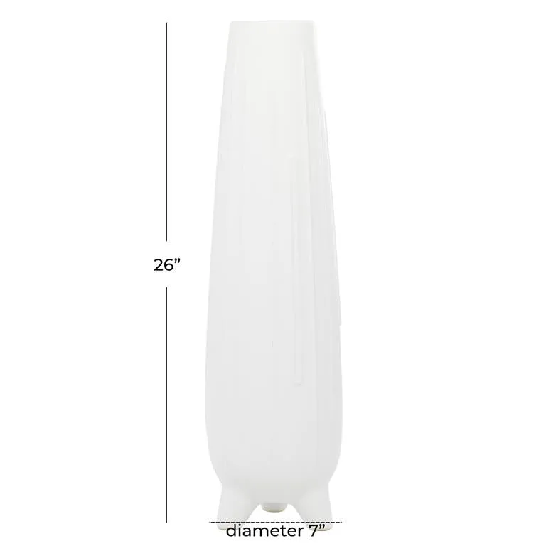 COSMOLIVING BY COSMOPOLITAN WHITE CERAMIC VASE WITH FEET