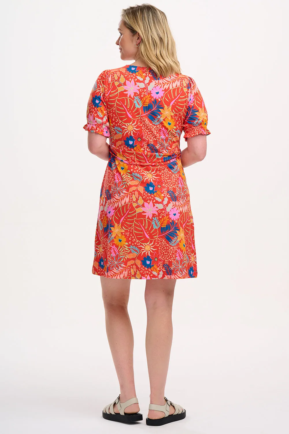 Cynthia Jersey Mini Dress - Red. Painted Jungle