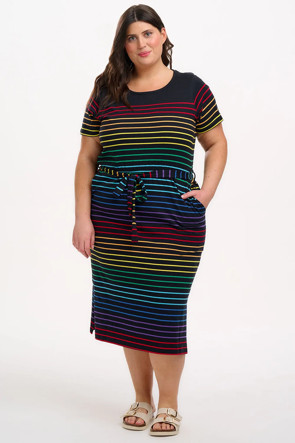 Flissy Jersey Midi Dress - Black. Night Rainbow