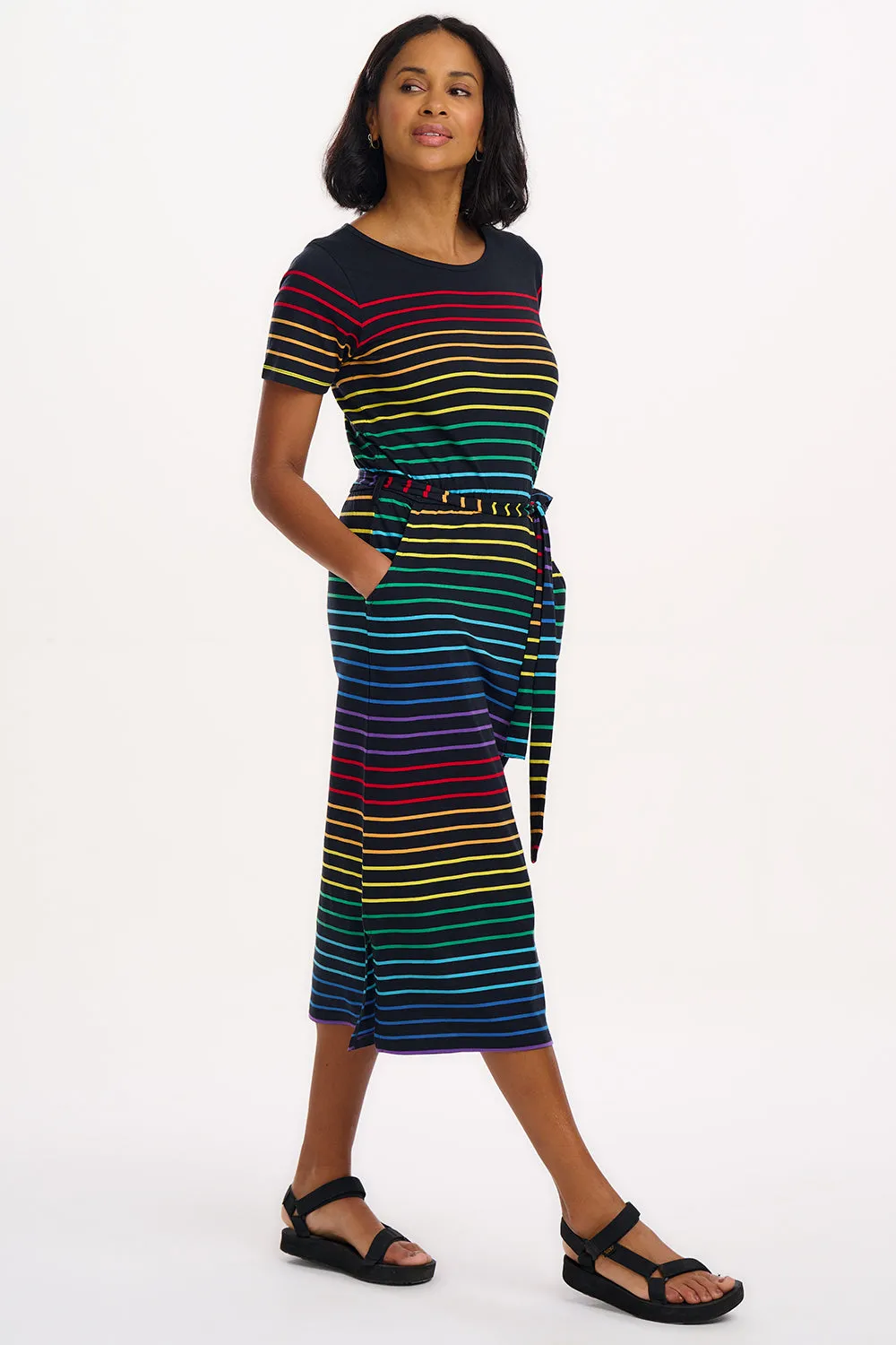 Flissy Jersey Midi Dress - Black. Night Rainbow