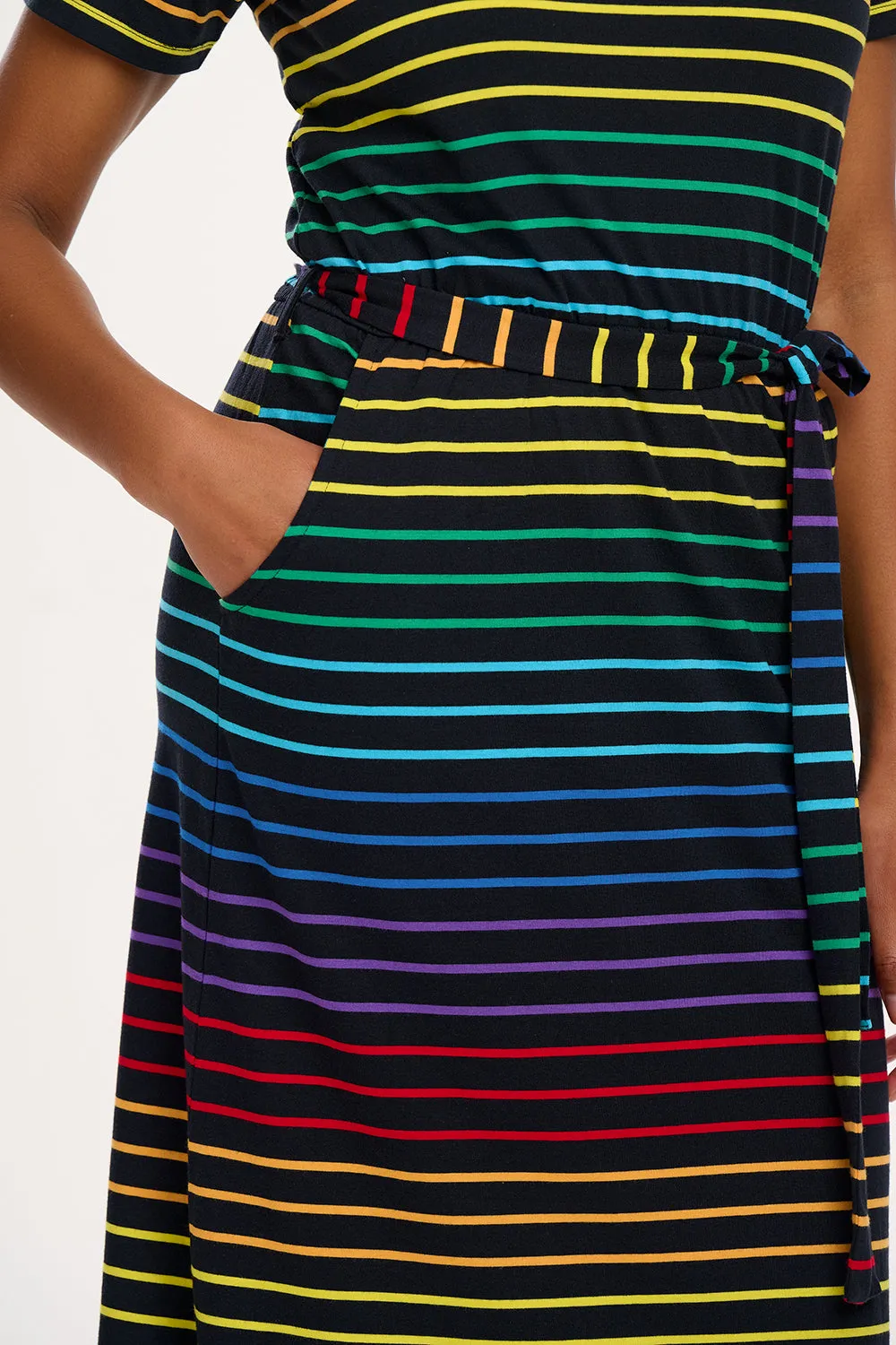 Flissy Jersey Midi Dress - Black. Night Rainbow