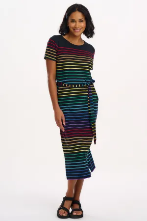 Flissy Jersey Midi Dress - Black. Night Rainbow