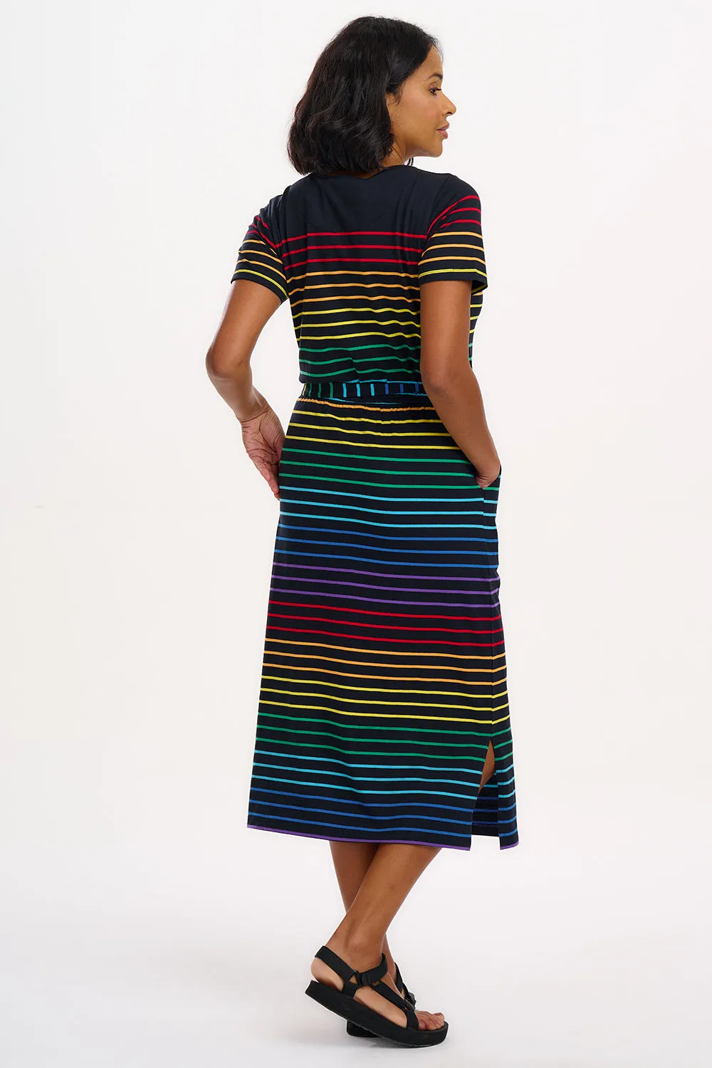 Flissy Jersey Midi Dress - Black. Night Rainbow