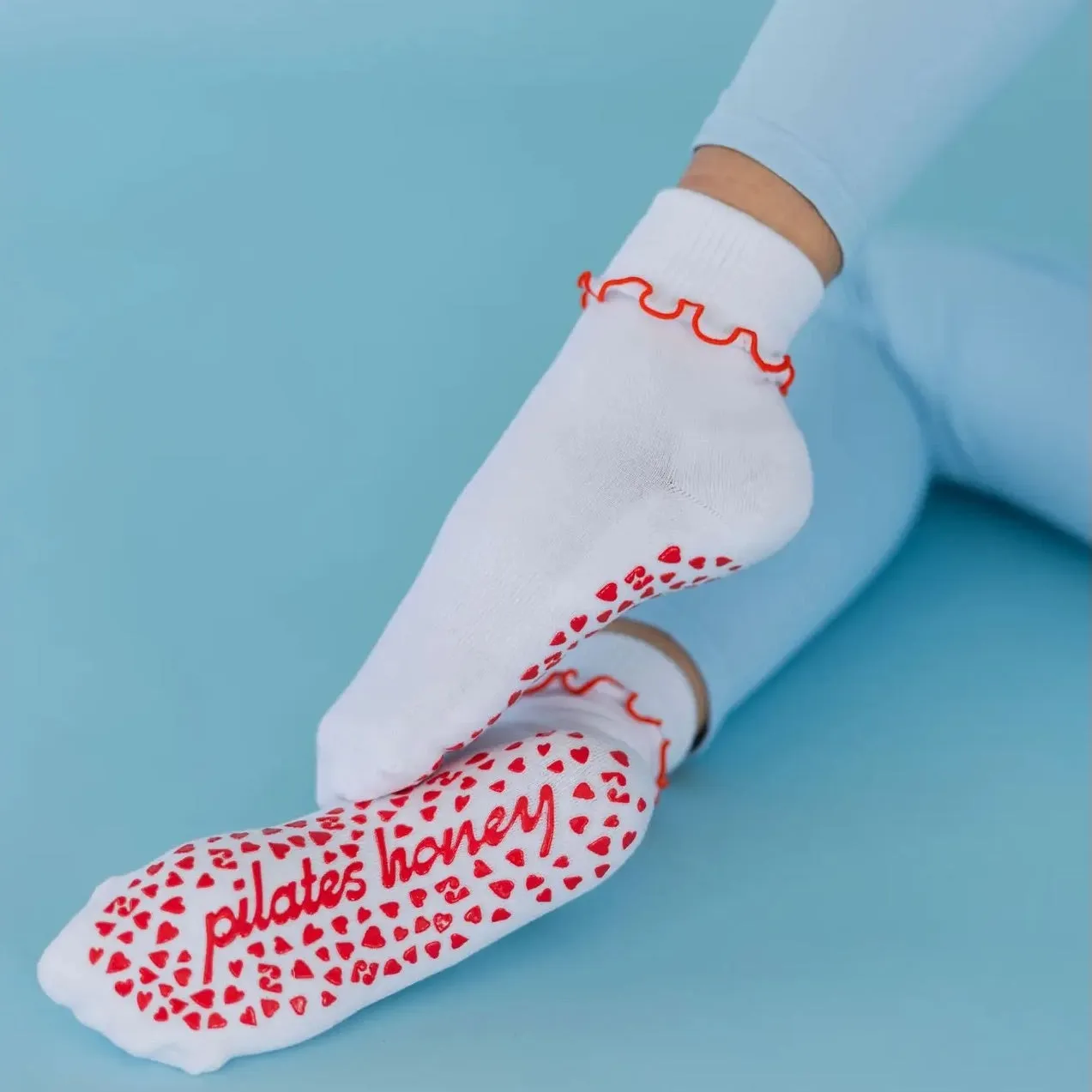 Foldover Ruffle Ankle Grip Sock  (Barre / Pilates)
