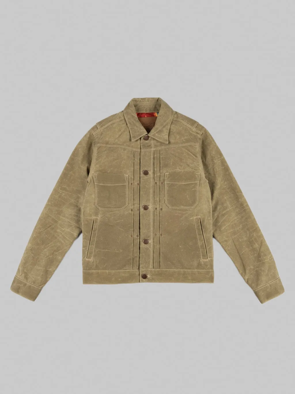 Freenote Cloth Riders Jacket Waxed Canvas Tobacco Tumbleweed Red Interior