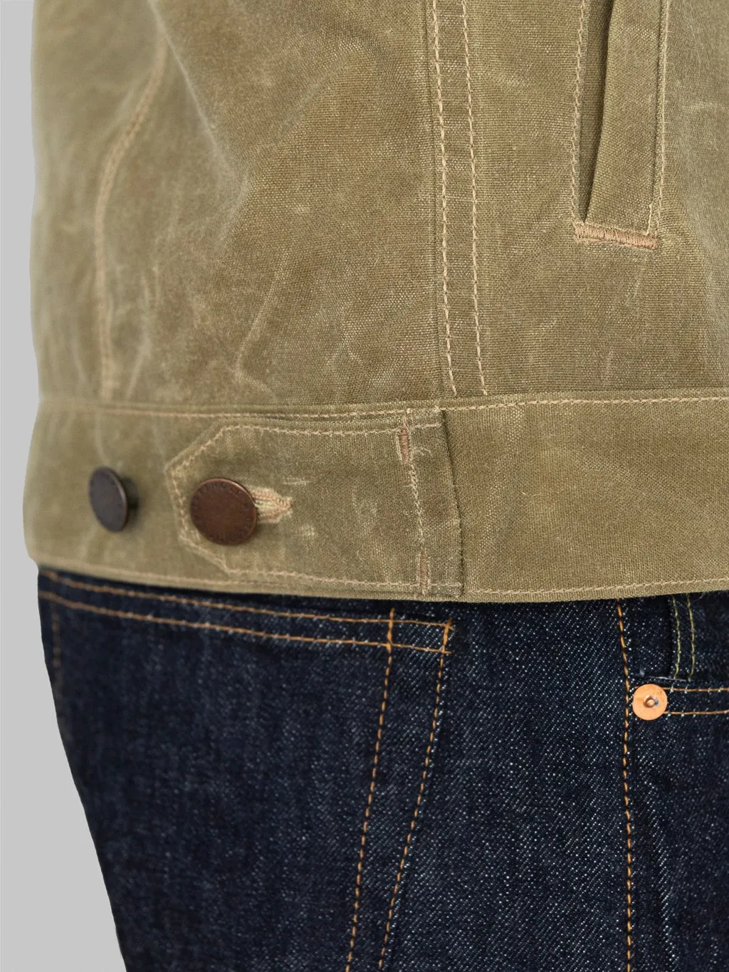 Freenote Cloth Riders Jacket Waxed Canvas Tobacco Tumbleweed Red Interior