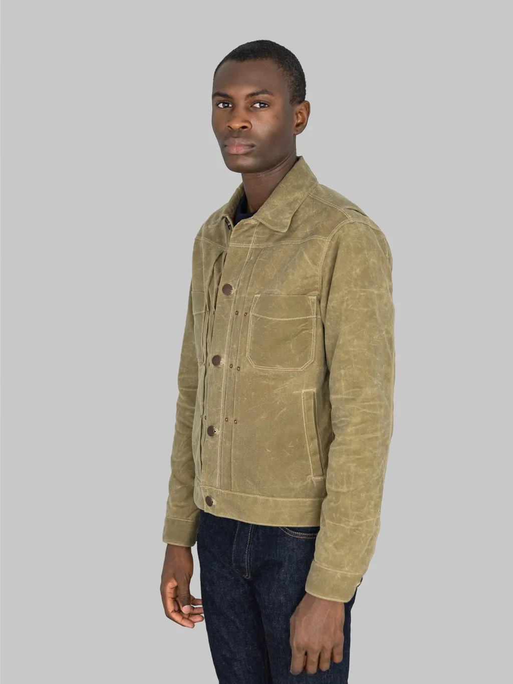 Freenote Cloth Riders Jacket Waxed Canvas Tobacco Tumbleweed Red Interior