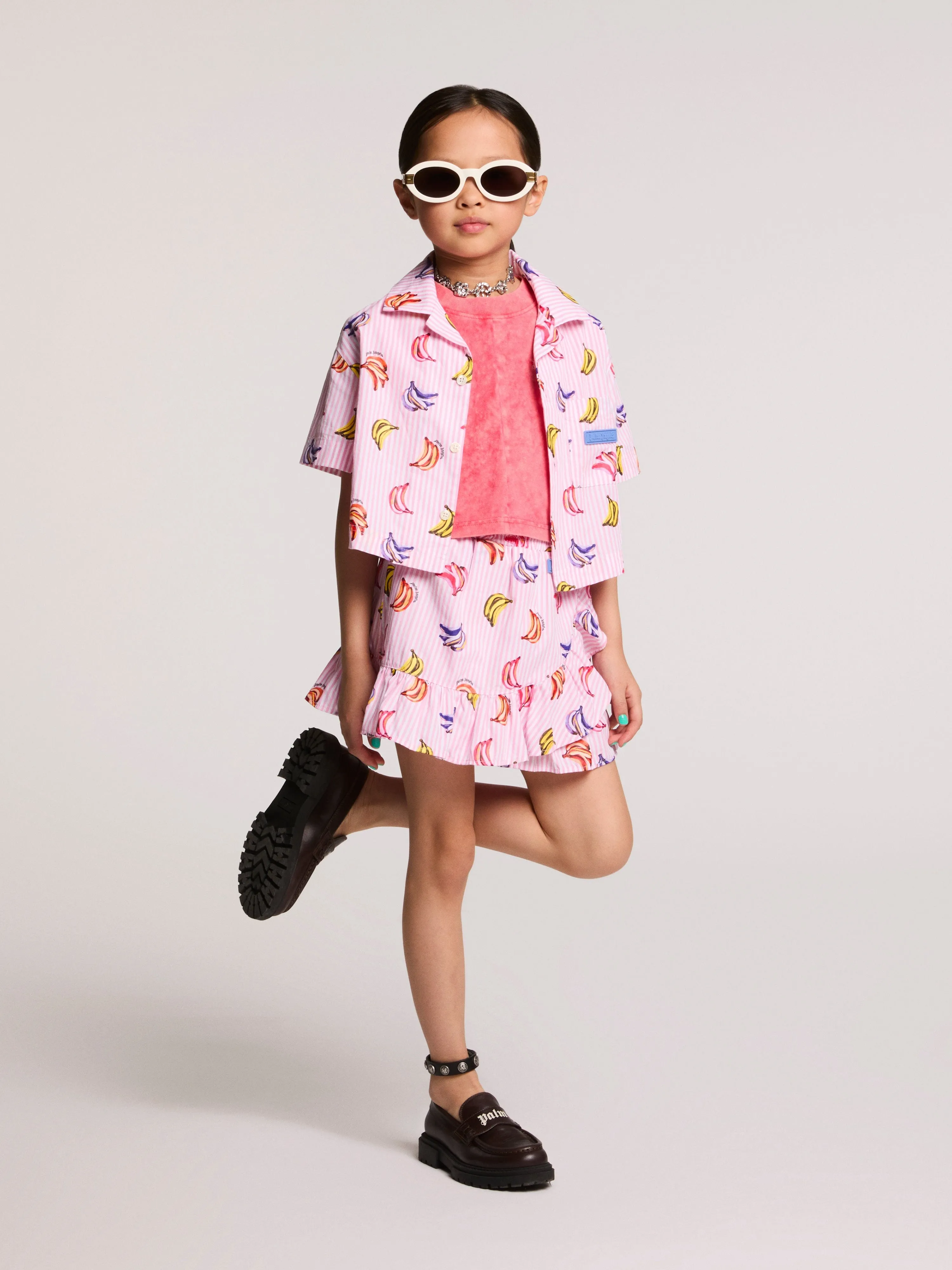 Girls AOP Bananas Mini Skirt in Pink