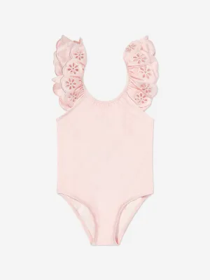 Girls Everley Embroidered Swimsuit in Pink