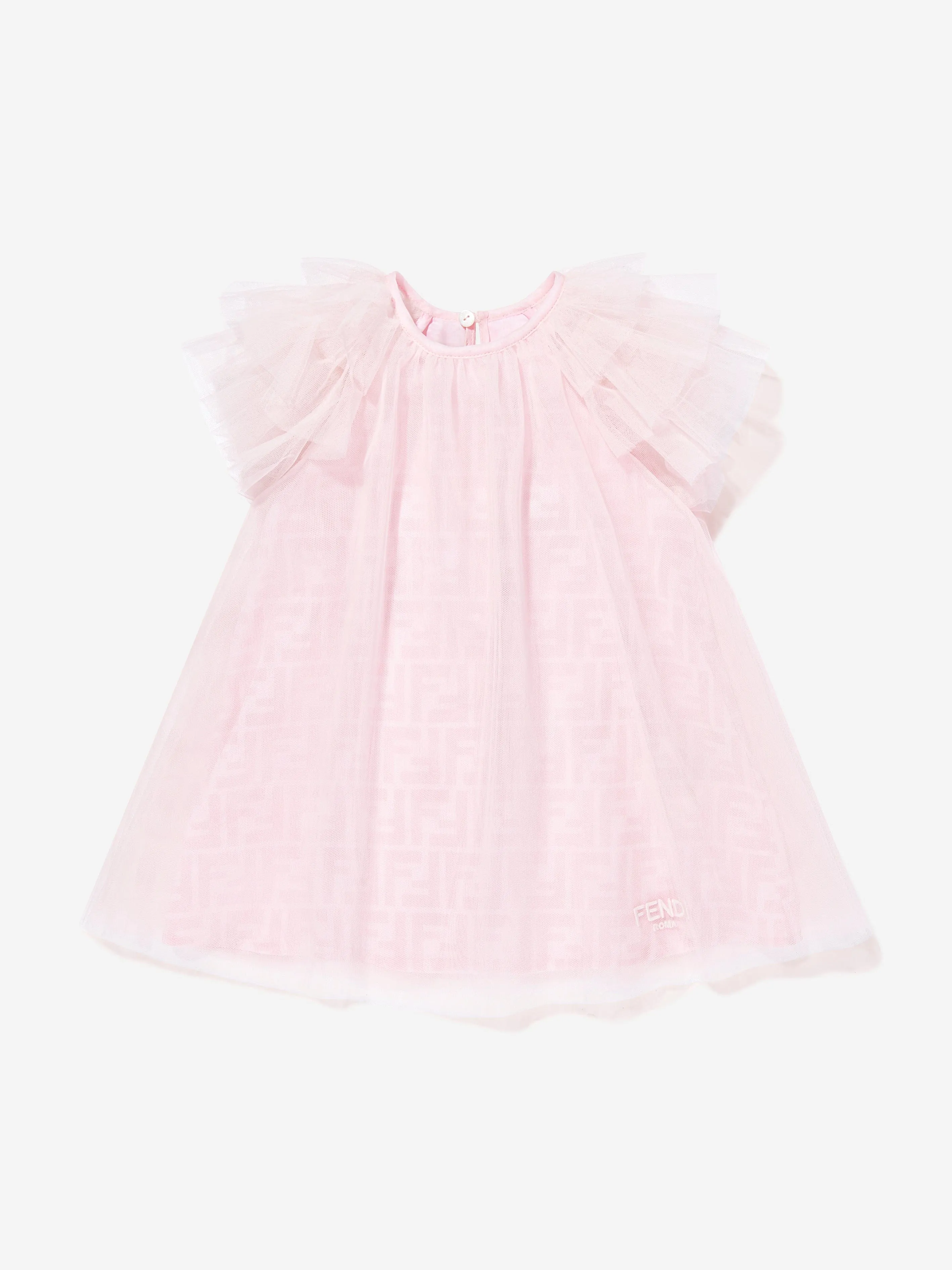 Girls FF Logo Tulle Dress in Pink