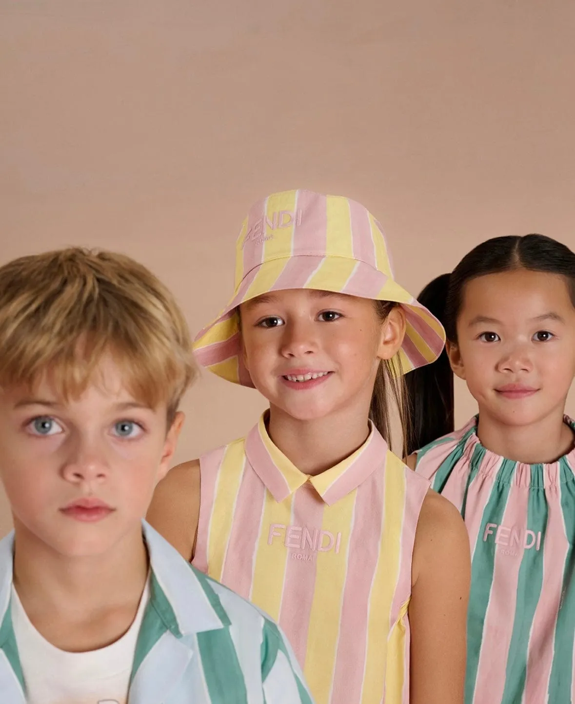 Girls Pequin Print Bucket Hat in Yellow
