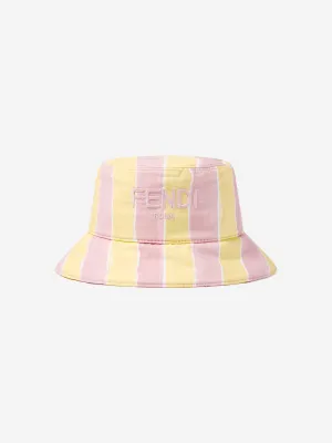 Girls Pequin Print Bucket Hat in Yellow