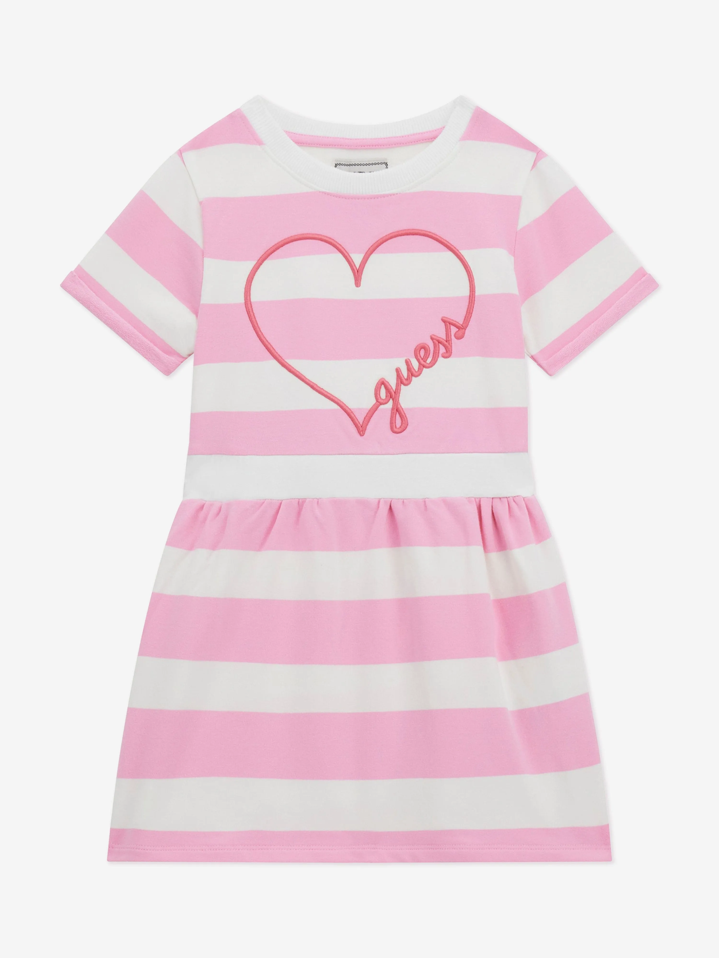 Girls Striped Terry Dress in Pink