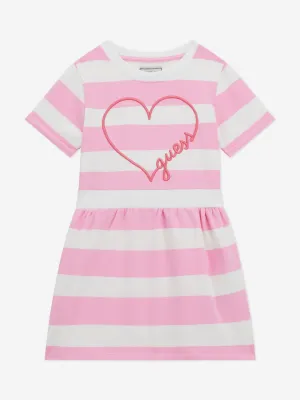 Girls Striped Terry Dress in Pink