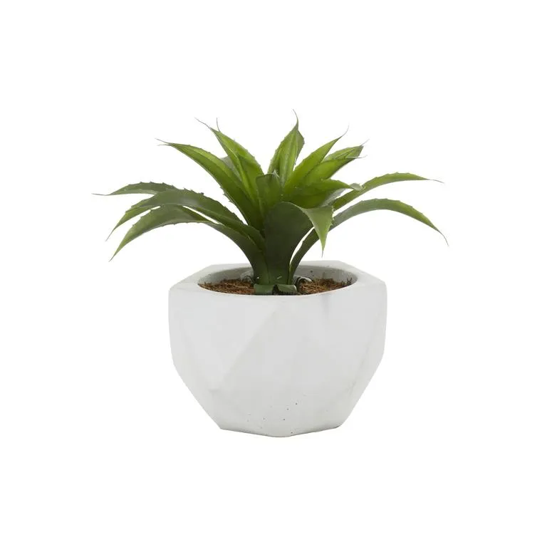 GREEN FAUX FOLIAGE AGAVE ARTIFICIAL PLANT WITH WHITE CERAMIC