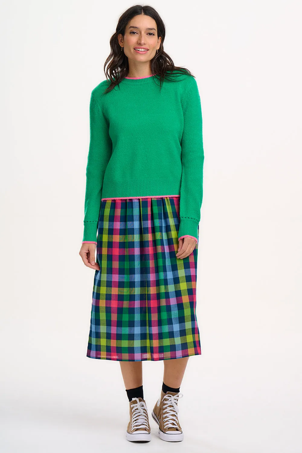 Helena Jumper - Green. Contrast Tipping