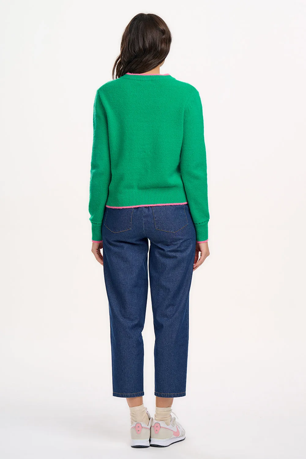 Helena Jumper - Green. Contrast Tipping
