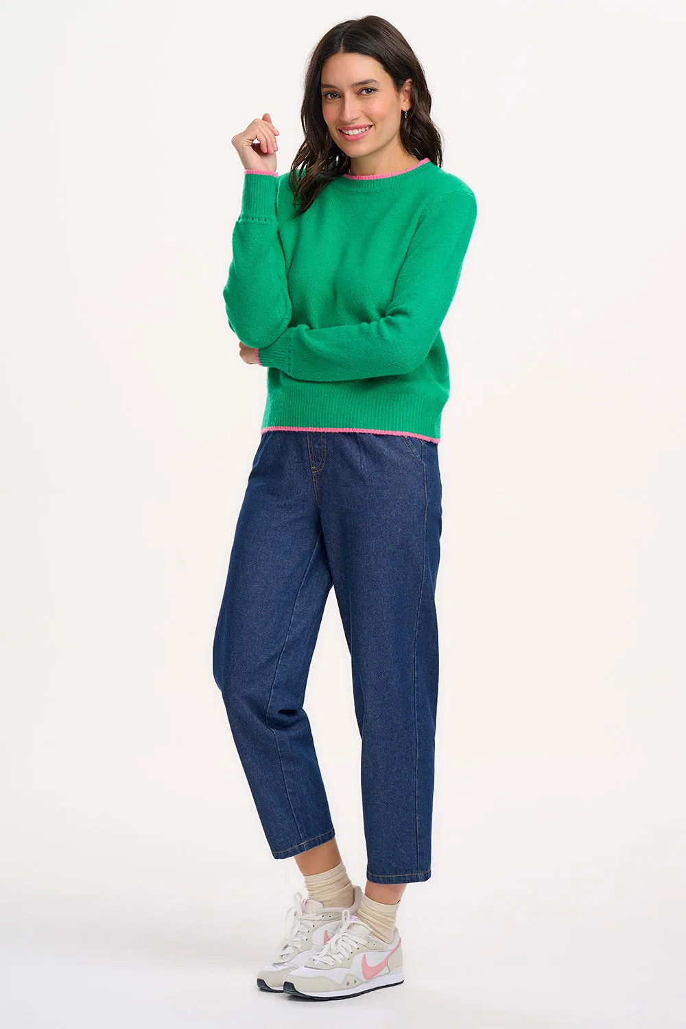 Helena Jumper - Green. Contrast Tipping