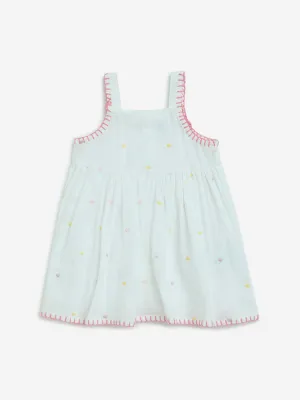 HOP Baby White Printed A-Line Cotton Dress